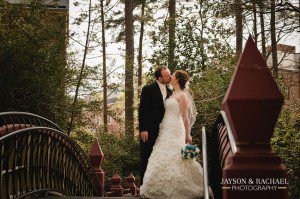 Katie and Brian's wedding portraits on The Crim Dell at William and Mary