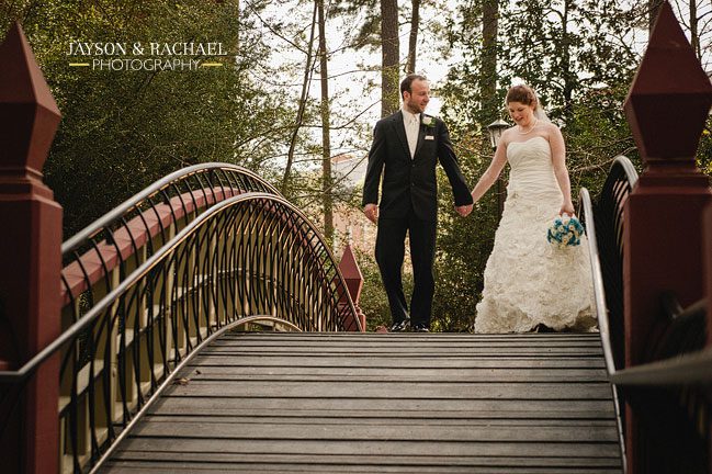 Wedding portraits at The Crim Dell Bridge, William and Mary, Williamsburg