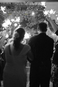 Katie and Brian's wedding reception sparkler departure, Legacy Hall Williamsburg