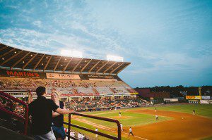 Richmond Flying Squirrels Engagement Pictures by Jayson and Rachael at The Diamond in Richmond, VA