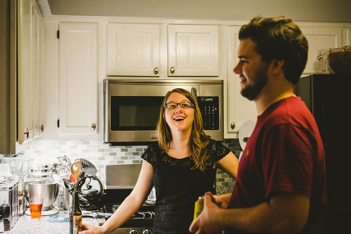 Cooking the photographers dinner after the engagement session at freedom park Williamsburg