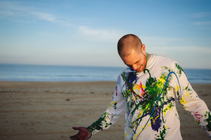 Erica and Mike's Paint Fight Engagement Pictures on the Beach in OBX
