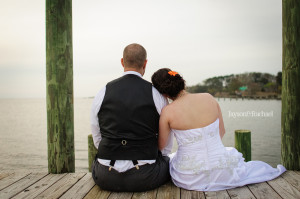 Wedding Portraits on the Dock in the Outer Banks by Jayson and Rachael Photography