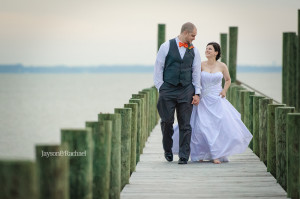 Wedding Portraits on the Dock in the Outer Banks by Jayson and Rachael Photography