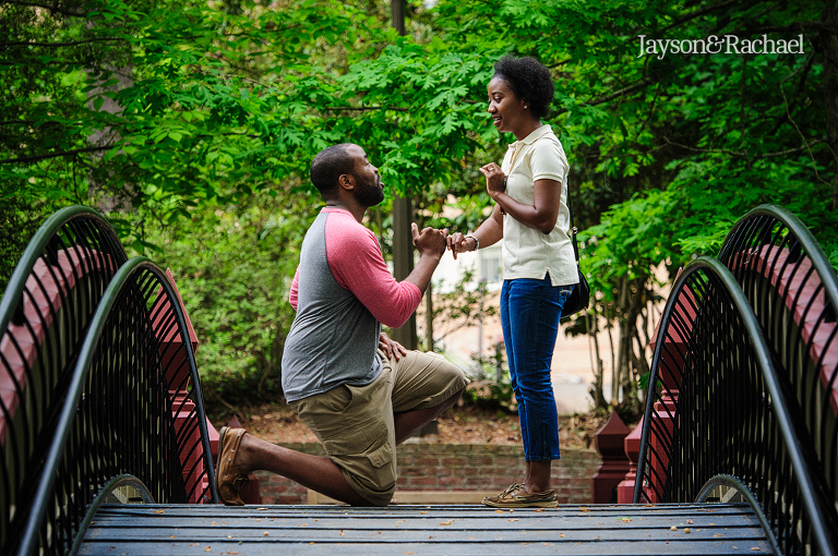 Crim Dell Bridge Wedding Proposal by Jayson and Rachael Photography