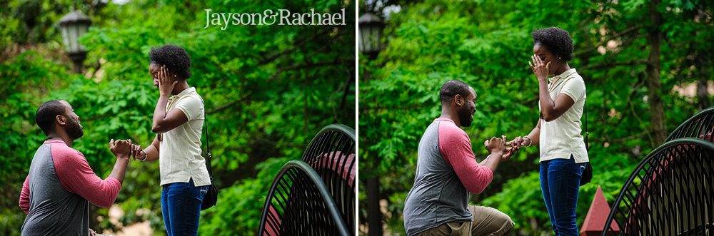Crim Dell Bridge Wedding Proposal by Jayson and Rachael Photography