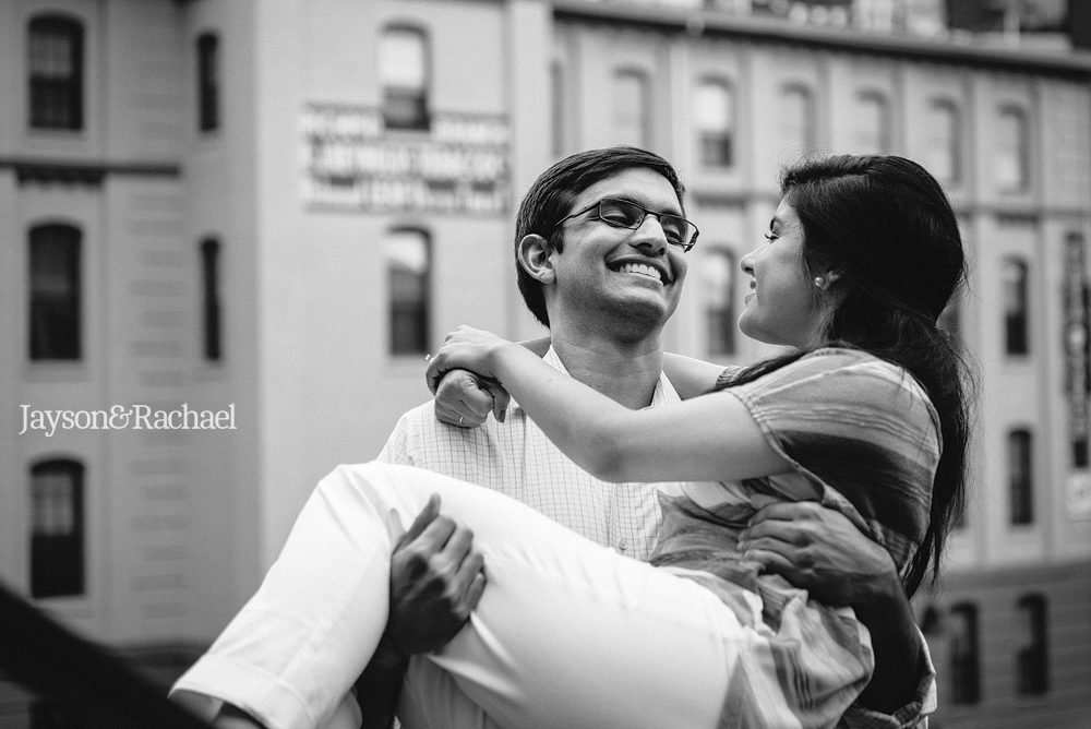 Engagement pictures high above the Richmond Canal Walk