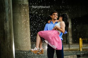 Engagement pictures under the James River Bridge in downtown Richmond