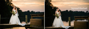 Bridal portraits on a dock by the river