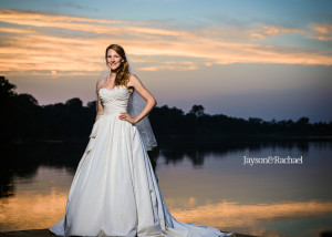 bridal portriats with a beautiful sunset