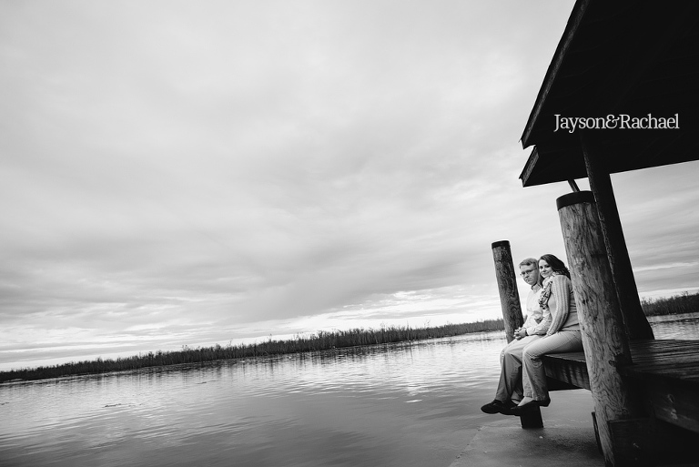 Ashley and Paul's engagement pictures on the boat dock