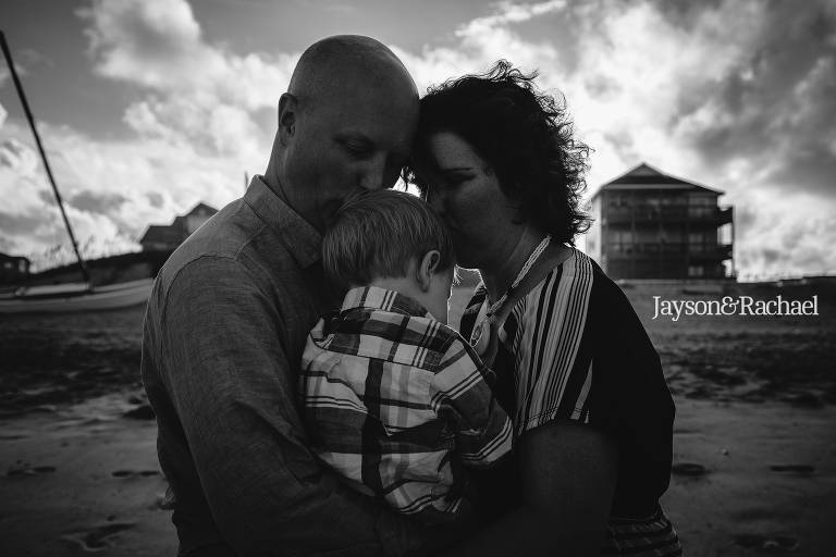 Black and White family beach portraits on the Outer Banks of North Carolina